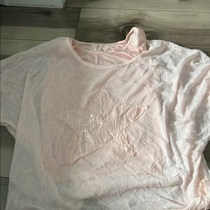 Pink Short Sleeve Tee with Textured Design